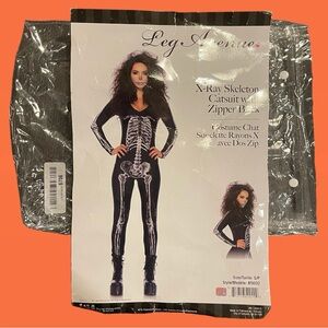 Leg Avenue Women’s Skeleton Catsuit with zipper Back Size S